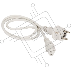 Шнур питания C13-Schuko прямая, 3х0.75, 220В, 10А, белый, 1.8 метра