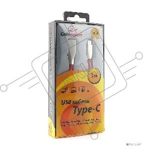 Кабель USB 2.0 Cablexpert CC-G-USBC01R-3M, AM/Type-C, серия Gold, длина 3м, красный, блистер