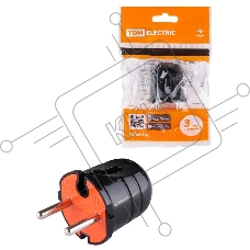 Вилка круглая без заземления 10А 250В2200Вт Черная-Красная TDM SQ1806-0210