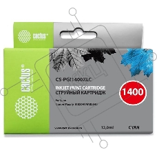 Картридж струйный Cactus CS-PGI1400XLC голубой пигментный (12 мл) для Canon MB2050/MB2350/MB2040/MB2340