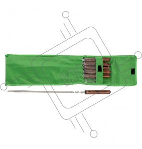 Набор шампуров плоских, 650 мм, с цельной деревянной рукояткой, в чехле, 6 шт., Camping// Palisad