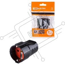 Кабельная розетка рифленая 2П+З 16А 250B черная TDM
