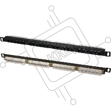 Патч-панель высокой плотности 19', 24хRJ-45, UTP, Cat.5e, 0,5U
