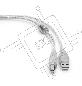 Кабель Cablexpert USB 2.0 Pro, AM/BM, 4,5м, экран, 2 феррит.кольца, прозрачный (CCF-USB2-AMBM-TR-15)