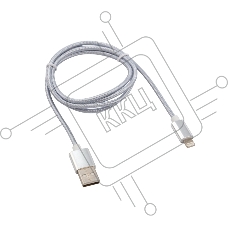 Кабель Rexant USB-Lightning 1 м, серебристая нейлоновая оплетка