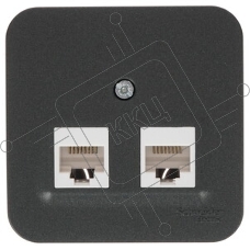 Розетка компьютерная 2-ая компьютерная RJ45, кат.5E, изол. пластина SE Blanca наруж Антрацит