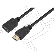 Кабель GoPower удлинитель HDMI 2.0 (m)-HDMI (f) 0.5м ПВХ черный Premium Zip-Lock c подвесом (1/250)