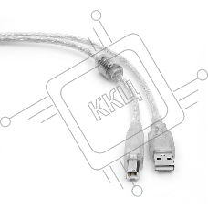 Кабель USB 2.0 Pro Cablexpert CCF-USB2-AMBM-TR-10, AM/BM, 3м, экран, феррит.кольца, прозрачный, пакет