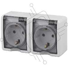 Розетка ЭРА 11-2403-01 2х2P+E IP54, 16АХ-250В, ОУ, Эксперт, белый (8/80/1280)