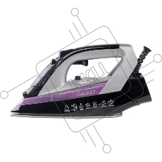 Утюг Galaxy Line GL 6128, фиолетовый с черным, паровой, 2200 Вт, постоянный пар 30 г/мин, паровой удар 140 г/мин, функции: самоочистка, антикапля, антинакипь, функция увлажнения, вертикальное отпаривание, защита от перегрева,  индикатор нагрева, керамичес