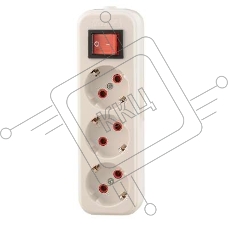 Колодка удлинителя 3-м с заземл. с выкл. Lezard 720-0300-302
