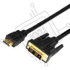 Шнур HDMI - DVI-D с фильтрами, длина 2 метра (GOLD) (PE пакет) Rexant