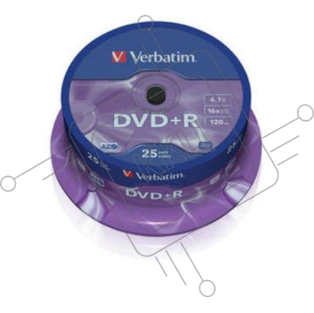 Диск DVD+R Verbatim 4.7Gb 16x Cake Box (25шт) (43500)