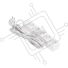 Удлинитель 5 гнезд, 5 м, 3х0,75 мм², с/з, белый PROconnect