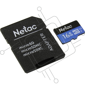 Флеш карта microSDHC 16GB Netac P500 <NT02P500STN-016G-R>  (с SD адаптером) 80MB/s