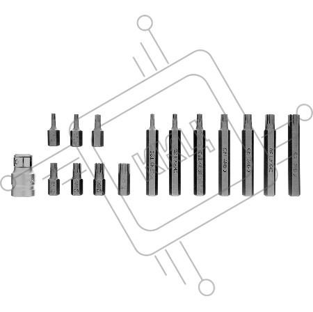 Набор бит TORX, хвостовик-шестигранник, 10 мм, CrV, 15 предм.// Stels