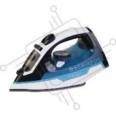 Утюг беспроводной Galaxy GL 6151, белый с голубым, паровой, 2200 Вт, функции: автоотключение, самоочистка, антикапля, антинакипь, функция увлажнения, вертикальное отпаривание, индикатор нагрева, защита от перегрева, резервуар для воды 320 мл, керамическое