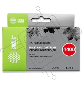 Картридж струйный Cactus CS-PGI1400XLBK черный для HP Canon MB2050/MB2350/MB2040/MB2340 (36мл)