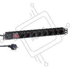 Блок розеток горизонтальный ExeGate ServerPro PDU-19H804 Al-8S-EU2.5-SW, 19