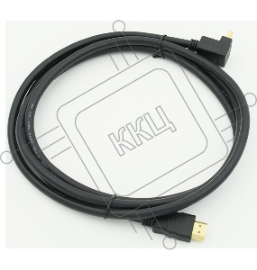 Кабель HDMI 2м, 19pin to 19pin, 1 угловой разъем, черный 