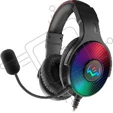 Игровые наушники SVEN AP-U1001MV с микрофоном черные (USB, LED,  mini jack O 3,5 мм (4 pin), 50 мм, RGB подсветка)