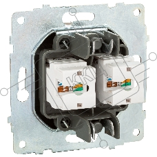Ovivo Механизм роз. комп. 2-местн. (RJ45 CAT6), черный металлик, 600-000317-230