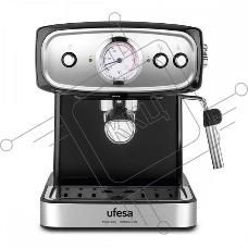 Кофеварка рожковая Ufesa CE7244 BRESCIA черный/серебристый, исп. кофе - молотый, 1.5 л, 850 Вт, 20 Бар.
