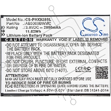 Аккумулятор CameronSino  CS-PHX928SL AB3000BWMC для Philips Xenium i928 3.8V / 2900mAh