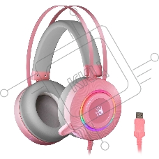 Наушники с микрофоном A4 Bloody G521 розовый 2.3м мониторные USB оголовье (G521 (PINK))