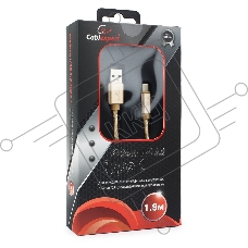 Кабель USB 3.0 Cablexpert CC-P-USBC03Gd-1.8M, AM/Type-C, серия Platinum, длина 1.8м, золотой, блистер