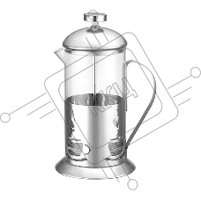 Френч-пресс MALLONY (кофе-пресс) стеклянный, 600 мл, в корп из нерж ст, ALITO