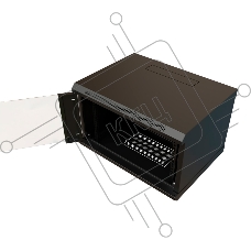 Шкаф коммутационный WRline (WR-TW-0966-GP-RAL9004) настенный 9U 600x600мм пер.дв.стекл 2 бок.пан. 60кг черный 520мм 500мм IP20 сталь