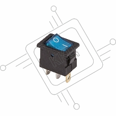 Выключатель клавишный 12V 15А (3с) ON-OFF синий  с подсветкой  Mini  REXANT