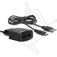 Сетевой адаптер Defender UPC-21 2xUSB,5V/2.1А кабель microUSB