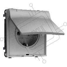 Комплект механизма электрической розетки SIGMA Сталь матовый 50Hz 2P+E с/з с/ш и крышкой IP44 16A-250V QUANT PRO (SP5080, PR141)