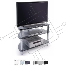 Подставка MD 404 slim/черн/дымч ((в/ш/г): 635/900/450, для TV: до 37'', полок: 3, м/у полками(снизу вверх) : 100-300-200 мм, стекло: верхнее 10 мм, остальные по 8 мм, MAX нагрузка: 80 кг.)