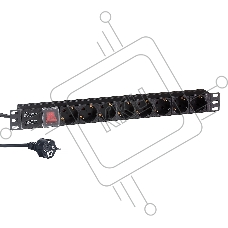 Блок розеток горизонтальный ExeGate ServerPro PDU-19H805 Al-8S-EU3-SW, 19