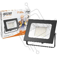 Прожектор светодиодный GAUSS 613527170 LED 70W 4450lm IP65 3000К черный 1/24
