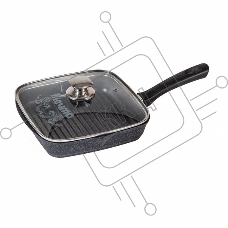 Сковорода - гриль квадр. 26 см несъемн. ручка и стекл. крышка 