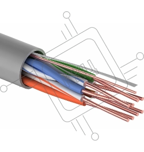 Кабель витая пара U/UTP, категория 5e, PVC, 4PR, 24AWG, медный, внутренний, серый, 305 м