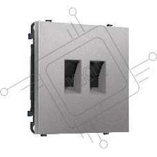 Комплект механизма компьютерной двойной розетки SIGMA Сталь матовый RJ-45 (8P8C) CAT6 с/ш QUANT PRO (SP5121, PR189)