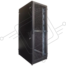 Шкаф серверный напольный 42U (600 1200) дверь перфорированная, задние двойные перфорированные, черный