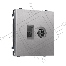 Комплект механизма розетки компьютерной + TV оконечной SIGMA Сталь матовый RJ-45 (8P8C) CAT6/50-870MHz 1dB с/ш QUANT PRO (SP5125, PR195)