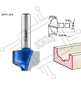 Фреза пазовая фасонная №2 ЗУБР 23,8x16мм, радиус 4.8мм