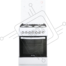 Плита Комбинированная De Luxe 606040.00гэ-001(кр) ЧР белый (стеклянная крышка) реш.чугун