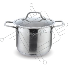 KELLI KL-4237 26,0л Объем 26л. Высокач. нерж. сталь. 5-слойное капсульное дно. Подходит для индукции. Стекл. жаропрочная крышка с паровыпуском диаметром 34 см. Удобные термостойкие клепаные ручки. Матовая внутри и снаружи. Мерная шкала внутри.