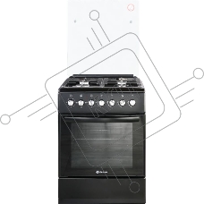 Плита Комбинированная De Luxe 606040.00гэ-003(кр) ЧР черный (стеклянная крышка) реш.чугун