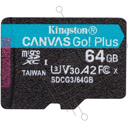 Флеш карта  Kingston 64GB microSDXC Canvas Go Plus 170R A2 U3 V30 Single Pack w/o ADP EAN: 740617301175