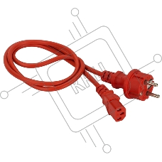 Шнур питания C13-Schuko прямая, 3х0.75, 220В, 10А, красный, 1.5 метра