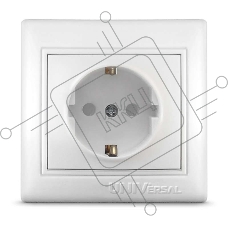 Розетка 1-м СП Севиль 16А IP32 с заземл. защ. шторки бел. UNIVersal С0049